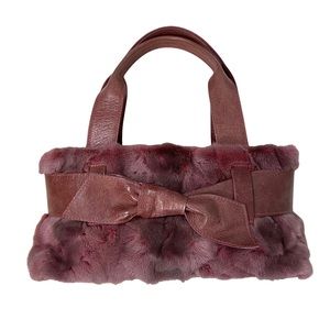 Roberta Gandolfi Pink Genuine Mink and Leather Double Handle Handbag Purse